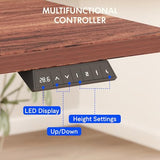 FLEXISPOT EN2 Whole-Piece Standing Desk with Clamp Power Strip, 55 x 28 Electric Stand Up Height Adjustable Desk with Cable Management (Black Frame + 55" Mahogany Top, 2 Packages) FLEXISPOT
