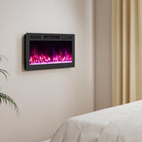 Tangkula 36 inches Smart Electric Fireplace,Recessed & Wall-Mounted 1500W Fire Place with 12 Flame & Ember Bed Colors, 12H Timer, Remote & APP Control, Alexa & Google Assistant Compatible Tangkula