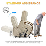 Trustyue Dual Motor Power Lift Recliner Chair, Lay Flat Recliner, Lift Chair with Massage and Heat, Standing Assistance, Infinite Position Reclining, Living Room Chair (Faux Leather Beige)