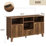 knoworld Large Round Record Player Stand with Vinyl Record Storage & Charging Station, Modern Turntable Cabinet with Power Outlet and USB Ports for Living Room and Bedroom (Walnut) knoworld