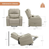 CHITA Power Lift Recliner Chair for Elderly with Heat and Massage, Genuine Leather Electric Lift Chairs with Cup Holder, Removable Lumbar Pillow, 2 Side Pockets, Leather in Gray