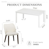 COLAMY 7-Piece Dining Table Set for 6, 60" Rectangular Wooden Kitchen Table with 6 Retro Dining Room Chairs, White/Beige COLAMY