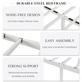 SHA CERLIN Queen Size Bed Frame with Headboard,Metal Bed Frame with Butterfly Pattern Design Headboard & Footboard,No Box Spring Needed,Easy Assembly,White SHA CERLIN