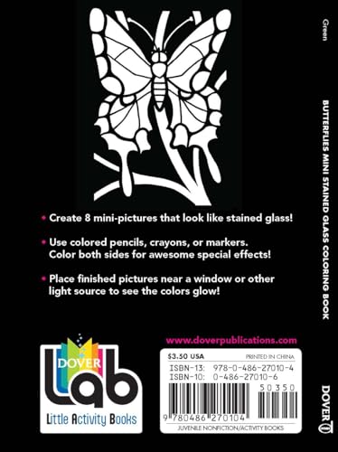 Butterflies Mini Stained Glass Coloring Book (Dover Little Activity Books: Insects) Dover Publications