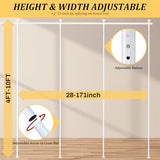 Room Divider Curtain Rod, 28-171inch(W) 4-10ft(H) Adjustable Curtain Rod divider for Room Separation, Heavy Duty Floor to Ceiling Wall Divider Hanging Room Dividers Partition Space Separator White ADUBENRY