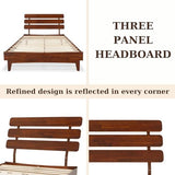 Bme Caden 15-Inch Adjustable Dark Chocolate Bed Frame - Mid Century Modern Design with Solid Acacia Wood Bme