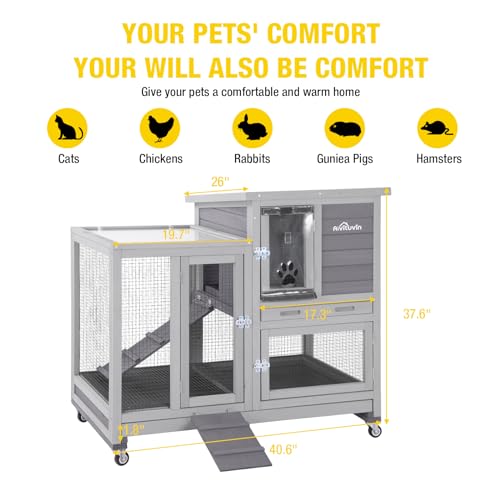 Aivituvin Rabbit Hutch / House Large Bunny Cage, Indoor Outdoor (Style1) Aivituvin