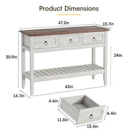 Maupvit Rustic Entryway Table with Large Storage Space, Farmhouse Feel Console Table for Entryway, Sturdy & Reliable Structure Sofa Table, Easy to Assemble Entry Table Maupvit