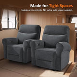 MCombo Compact Wall Hugger Power Recliner Chair for Small Spaces, Dual USB-A/C Ports, Rolled Arm Recliner for Living Room & RV, Fabric PR520 (Fabric, Dark Grey, Small)