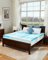 PERLECARE 3 Inch Full Memory Foam Mattress Topper, Cooling Gel Infused Mattress Pad, Ventilated Bed Topper for Pressure Relief, Blue PERLECARE