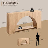IFGET 63" Arched Console Table, 2-Tier Modern Entryway Table with Arched Base, Narrow Long Wood Sofa Table Behind Couch Table for Living Room, Hallway, Foyer, Natural IFGET