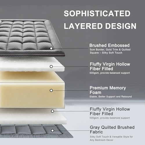 3 inch Memory Foam Mattress Topper Full Size Pillow Top - Extra Thick Padded Mattress Pad & Protector, Breathable Fitted Deep Pocket 8-21, Ultra Soft & Supportive 1100GMS WQSPRING