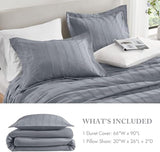 Madison Park Essentials Striped Duvet Cover Set Twin/Twin XL, Modern Minimalist Bedding Set with Premium Jacquard Stripe, 2 Pieces Duvet Cover Reversible with Zipper Closure & Corner Ties,Blue/Grey Madison Park Essentials