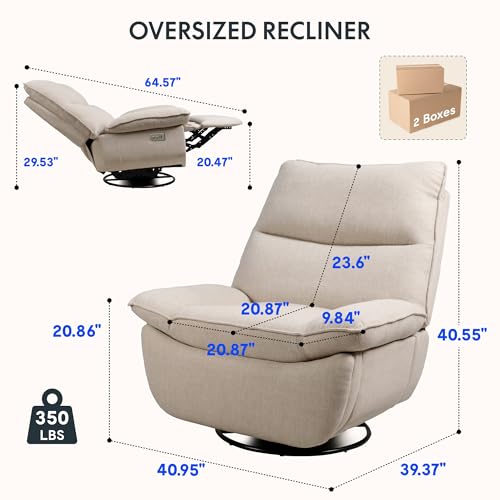 FLEXISPOT XR7 Power Swivel Recliner Chair for Adults, 41” Extra Wide Swivel Rocker Recliner, Power Rocking Glider with Side Pocket, 350 Lbs Capacity for Living Room Bedroom Gaming Room,White