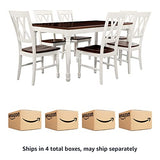 Crosley Furniture Shelby Dining Set with Table and Extension Leaf, 7-Piece (6 Chairs), Distressed White Crosley Furniture