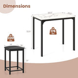 Giantex 3 Pcs Dining Table and Chairs Set with Faux Marble Tabletop 2 Chairs Contemporary Dining Table Set for Home or Hotel Dining Room, Kitchen or Bar (White & Black) Giantex