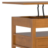 SIMPLIHOME Warm Shaker SOLID WOOD Wide Rectangle Transitional Lift Top Coffee Table for The Living Family Room, 48 inch, Light Golden Brown SIMPLIHOME