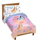 Jay Franco Bluey & Bingo Toddler Comforter Set - 4 Piece Bed Set Includes Sheet Set & Pillow Covers - Super Soft Clouds & Stars Kids Bedding Jay Franco