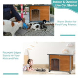 Indoor Outdoor Dog House,Anti-Chewing Iron Frame Dog Kennel,Wood Warm Pets Home,Insulated Weatherproof Outside Shelter (43.3" (L) x 29.4" (W) x 33.4" (H) Brown) Suumerpety