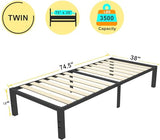 ROIL 18 inch Twin Size Bed Frames with Wide Wood Slats - 3500lbs Heavy Duty No Box Spring Needed Platform, Mattress Stoppers Single Metal Noise Free, Headboard Hole Underneath Storage ROIL