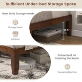 Giantex 14-Inch King Walnut Wood Platform Bed Frame – Minimalist Mattress Foundation with Heavy-Duty Slat Support Giantex