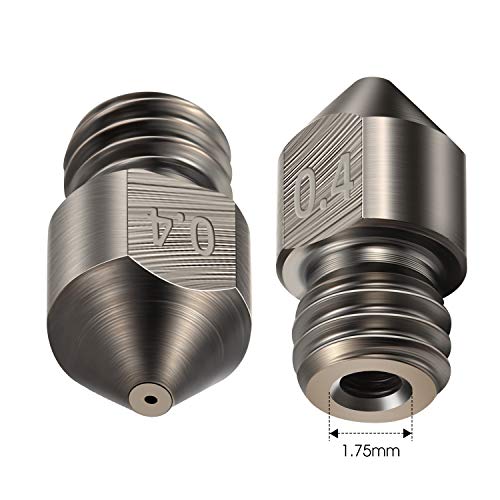 Mudder Hardened Steel Nozzle 0.4 Mm/ 1.75 mm 3D Printer Mk8 Nozzles High Temperature Wear Resistant Compatible with Ender 3/ Ender3 Pro, Prusa I3, Makerbot Creality Cr-10 All Metal Hotend - WoodArtSupply