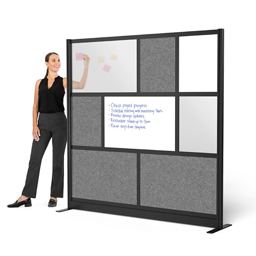 Workflow Modular Wall | Room Divider with Whiteboard, Sound-Dampening, & Frosted Acrylic Panels | Expandable Office Partition for Privacy & Productivity (70" x 70") S Stand Up Desk Store