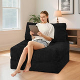 HABUTWAY Folding Sofa Bed, Convertible Sleeper Chair Bed w/Dual-Pillow & Handle, Foldable Floor Sofa Lounge w/Back Support for Living Room, Bedroom, Apartment, Office, Single, Black HABUTWAY