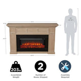 Real Flame Alcott 75” Electric Fireplace with Mantel for Living Room or Bedroom, Replaceable Fireplace Insert Heater, Realistic Log and Flame Effect, Remote Control, Timer Real Flame