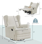 Oxford Baby Teegan Upholstered Swivel Glider & Recliner Nursery Chair, Boucle White Oxford Baby