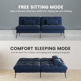 COMHOMA Convertible Futon Sofa Bed, 72″Fabric Futons Couch with Adjustable Backrest, Folding Sleeper Recliner for Living Room Furniture (Blue) COMHOMA