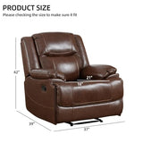 EBELLO Genuine Leather Manual Recliner Chair, Reclining Sofa Chair Couch for Living Room, Bedroom Furniture, Meeting Room, Brown EBELLO