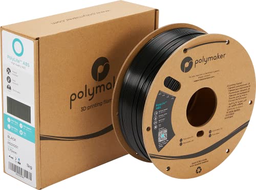 Polymaker ABS Filament 1.75mm Black, ABS 3D Printer Filament 1.75mm Heat Resistant 1kg - PolyLite ABS 3D Printing Filament 1.75mm, Strong & Durable, Dimensional Accuracy +/- 0.03mm - WoodArtSupply