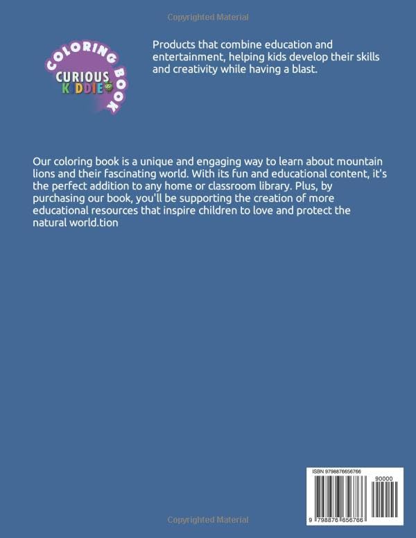 Mountain Lions, Big Cat Kids Coloring Books: Educational Coloring Book (Curious Kiddie) Majosta