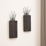 Wood Wall Planter Set of 2, Wood Wall Pocket for Greenery and Dried Flowers, Indoor Wood Hanging Vase Modern Farmhouse Wall Decor for Living Room Bedroom Office Eucalyptus Stems Decorations (Expresso) GRID FORTE