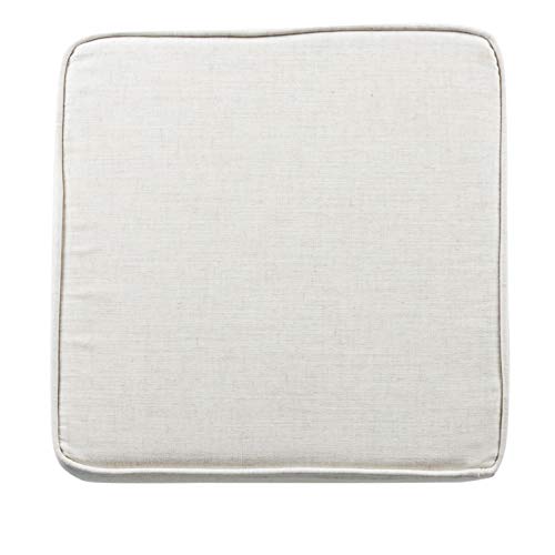 Homepop Home Decor | K7342-F2067 | Classic Square Storage Ottoman with Lift Off Lid | Ottoman with Storage for Living Room & Bedroom, Cream Woven HomePop