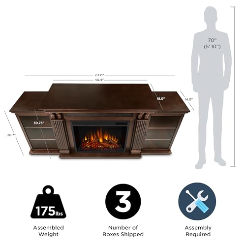 Real Flame Calie 67" Electric Fireplace TV Stand for TVs up to 65 inches, Entertainment Center with Adjustable Shelves and Storage, TV Stand for Living Room and Bedroom, Remote Control, Timer Real Flame