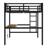 Bellemave Full Loft Bed with Desk and LED, Metal Full Loft BedFrame with guardrail and Ladder for Adults, Kids, Teens, Black Bellemave