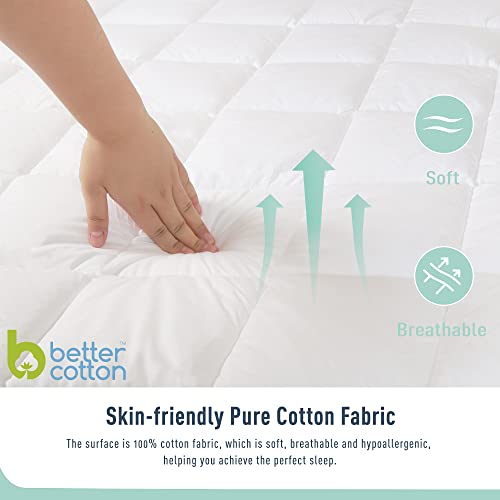 HOMTEC King Mattress Pad Cotton Mattress Pad Cover Quilted Mattress Cover 18-22" Deep Pocket Mattress Protector King Size Thin Down Alternative Filling Noiseless & Breathable HOMTEC