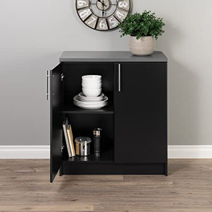 Prepac Elite 32" Storage Cabinet, Black Storage Cabinet, Base Cabinet, Bathroom Cabinet with 1 Adjustable Shelf 18" D x 32" W x 36" H, BEB-3216