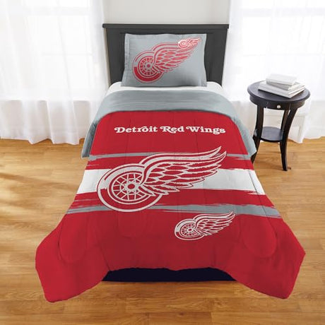 NORTHWEST Officially Licensed Detroit Red Wings NHL Team Comforter Set – Microfiber Twin/Twin XL Comforter & Sham with Hockey Logo for Fans, Dorms, Game Day Bedrooms Northwest