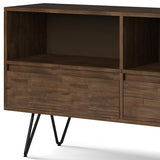 SIMPLIHOME Chase SOLID ACACIA WOOD and Metal 54 inch Wide Modern Industrial Low Bookcase in Rustic Natural Aged Brown SIMPLIHOME