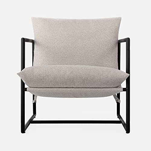 ZINUS Aidan Sling Accent Chair, Metal Framed Armchair with Shredded Foam Cushioning, Oatmeal Zinus