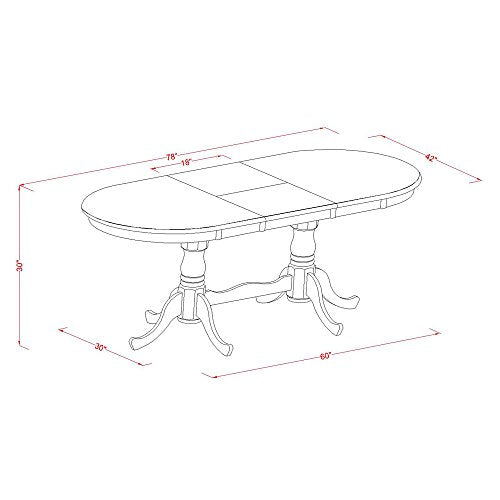 East West Furniture PLAN7-BCH-LC 7 Piece Dining Table Set Consist of an Oval Dining Room Table with Butterfly Leaf and 6 Faux Leather Upholstered Chairs, 42x78 Inch, Black & Cherry East West Furniture
