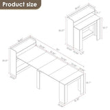 DMAITH 20"-99" White Extendable Dining Table with Storage for 2-10 People, Modern Modular Extension Table, Space-Saving Extra Long Folding Dining Table, Multifunctional Conference Meeting Table DMAITH