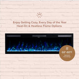 Modern Ember Vibrance 60 Inch Smart Linear Electric Fireplace Insert - Recessed or Wall-Mount, LED Multi-Flame Colors, Alexa/WiFi Enabled - Remote Included - Crystals Modern Ember