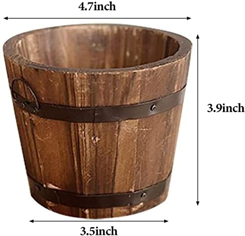 CoscosX 3 Pcs Rustic Wooden Bucket Flower Planter Patio Garden Backyard Planter Outdoor Indoor Home Decor CoscosX