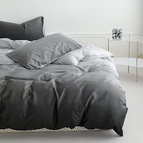 Luxlovery Grey Gradient Comforter Set Queen Grey and White Bedding Set Full Men Women Minimalist Bedding Set Light Gray Soft Breathable Blanket Quilts Gradient Comforter Set Luxlovery
