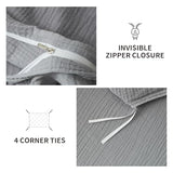 YASMENG 100% Cotton Muslin Duvet Cover Set King Size Grey, Ultra Soft Breathable Absorbent Gauze Bedding Duvet Cover, Luxurious Minimalist Natural Wrinkle Linen Textured Comforter Cover 104" x 90" YASMENG