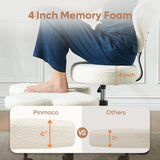 Pinmoco Ergonomic Cross Legged Chair, 360° Swivel Meditation Chair with Wheels, Height Adjustable Seat for ADHD, Strong Lumbar Support, Chic Home Office Furniture, Teddy Fabric, Off White Pinmoco
